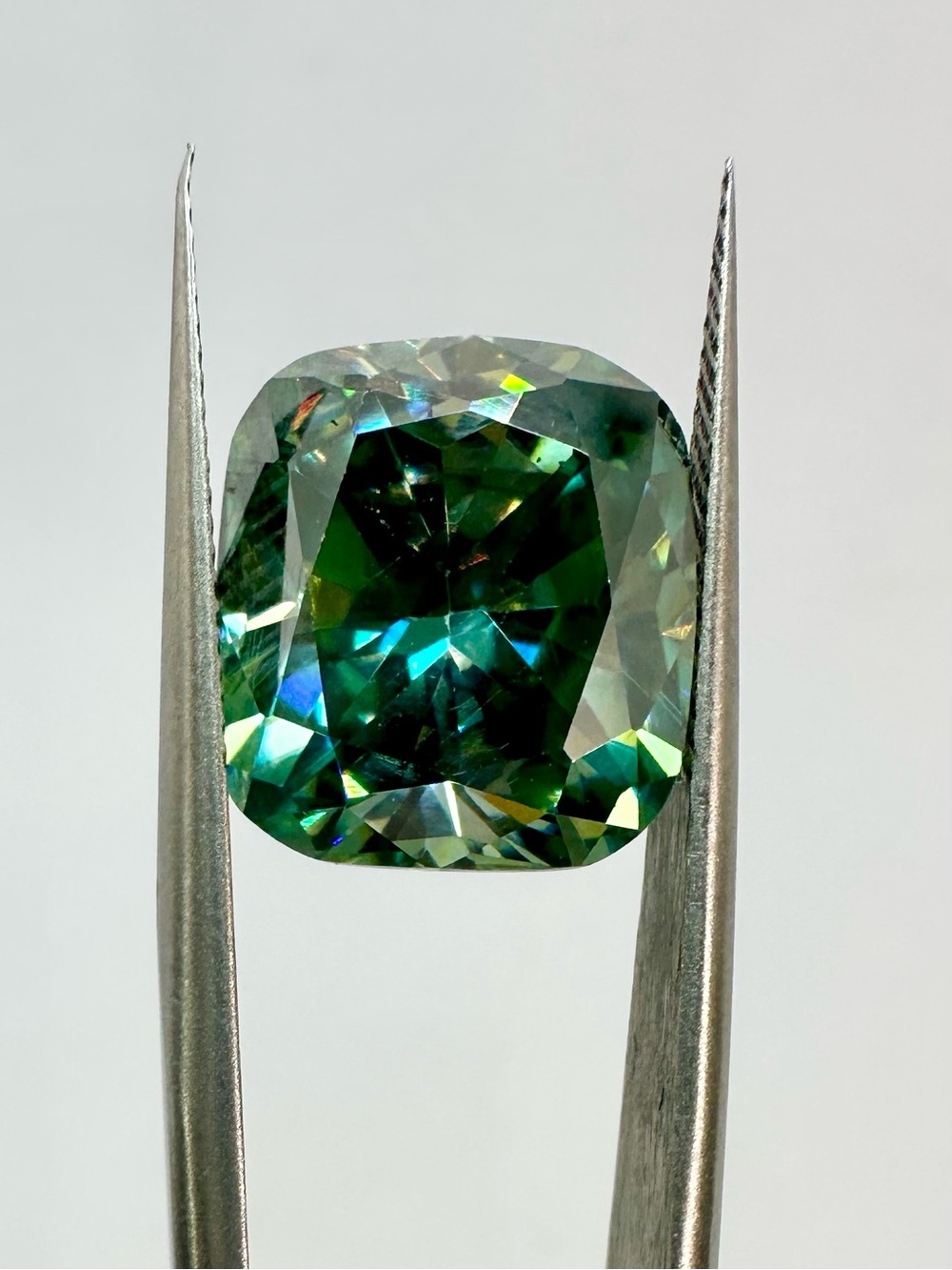 10 Ct Blue Green Cushion Cut Moissanite Loose Gemstone Brilliant